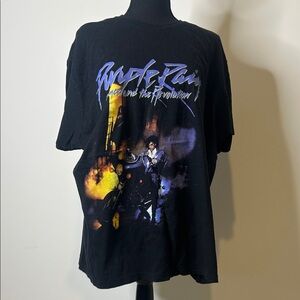 Prince Purple Rain βοΈ Black Graphic Tee with Purple Script and Yellow Sunprint